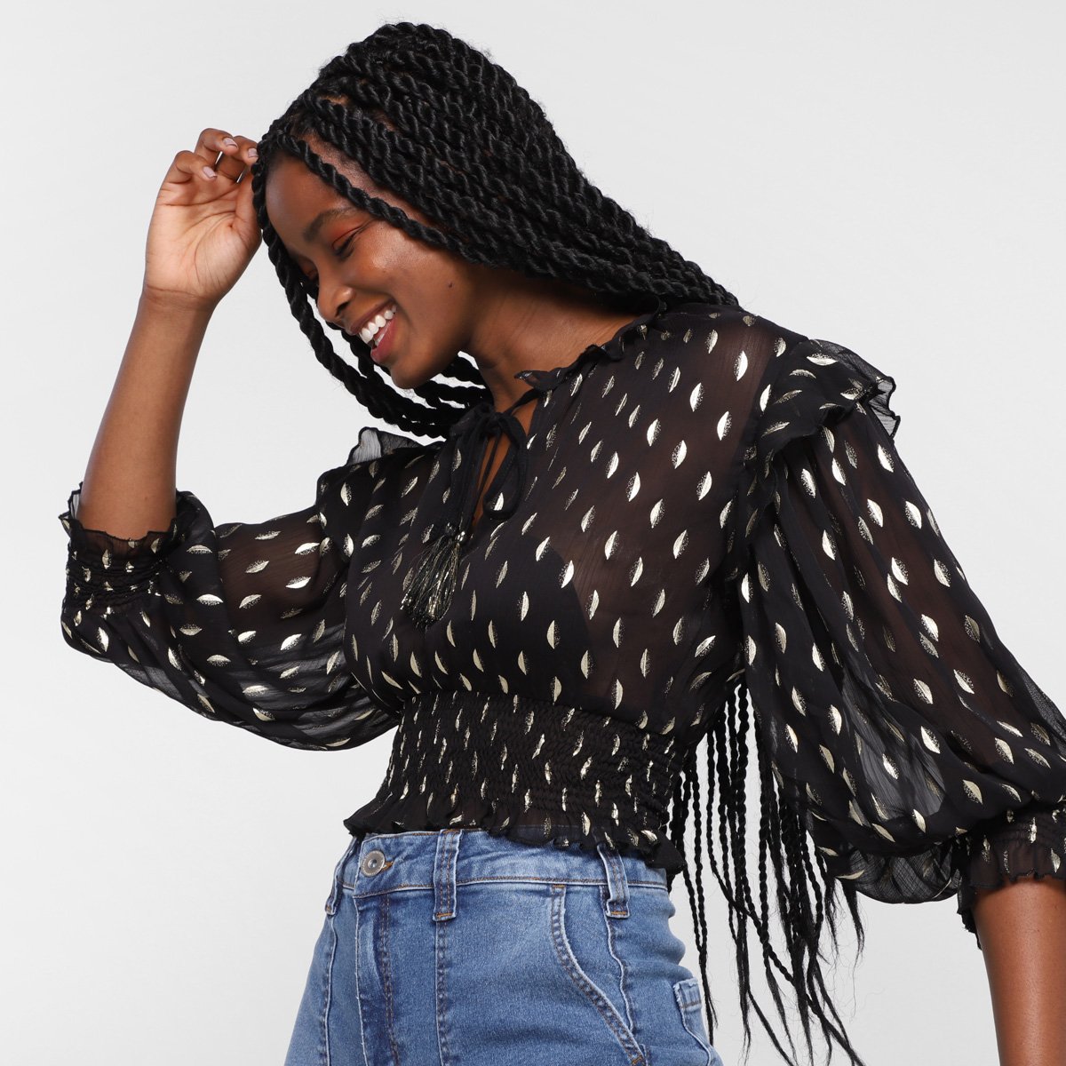 blusa de tule estampada