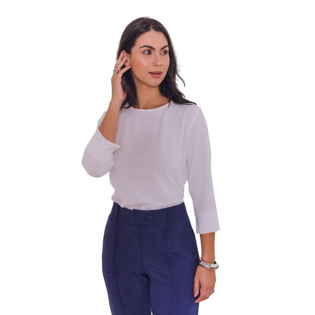 Blusa Com Guipir Matuta Essencial Off-White Tam. 42