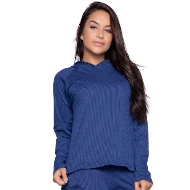 Blusa Comfy Canelada Serra e Mar Modas Com Capuz Frio Roupa Para Inverno Moda Casual