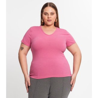 Blusa Cotton Básica Plus Size Feminina Kohmar Rosa