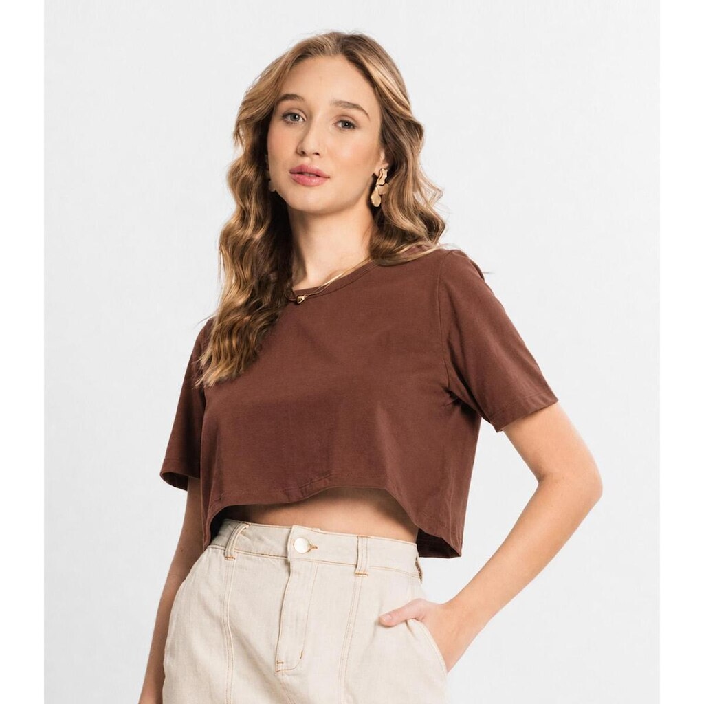 Blusa Cropped Básico Select Marrom