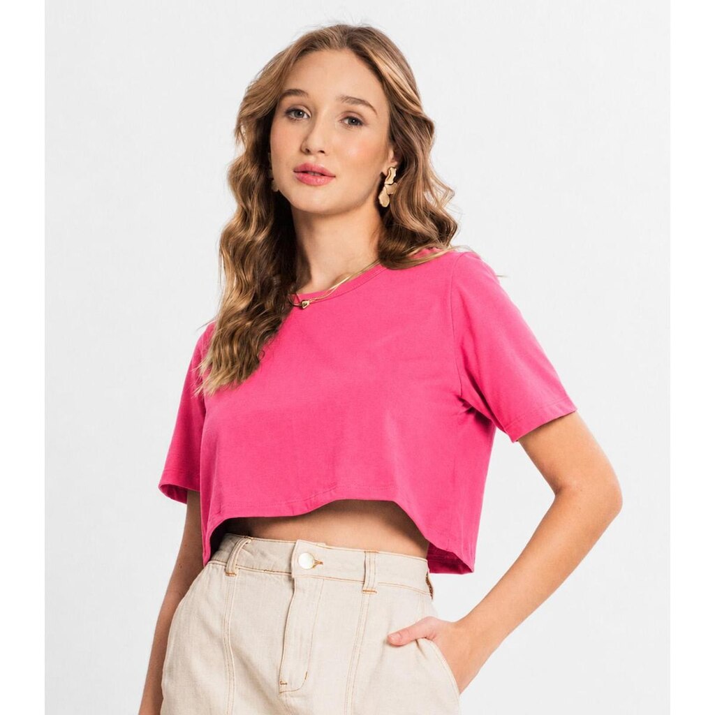 Blusa Cropped Básico Select Rosa