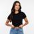 Blusa Cropped Blusinha Camiseta Feminina Lisa - Preto