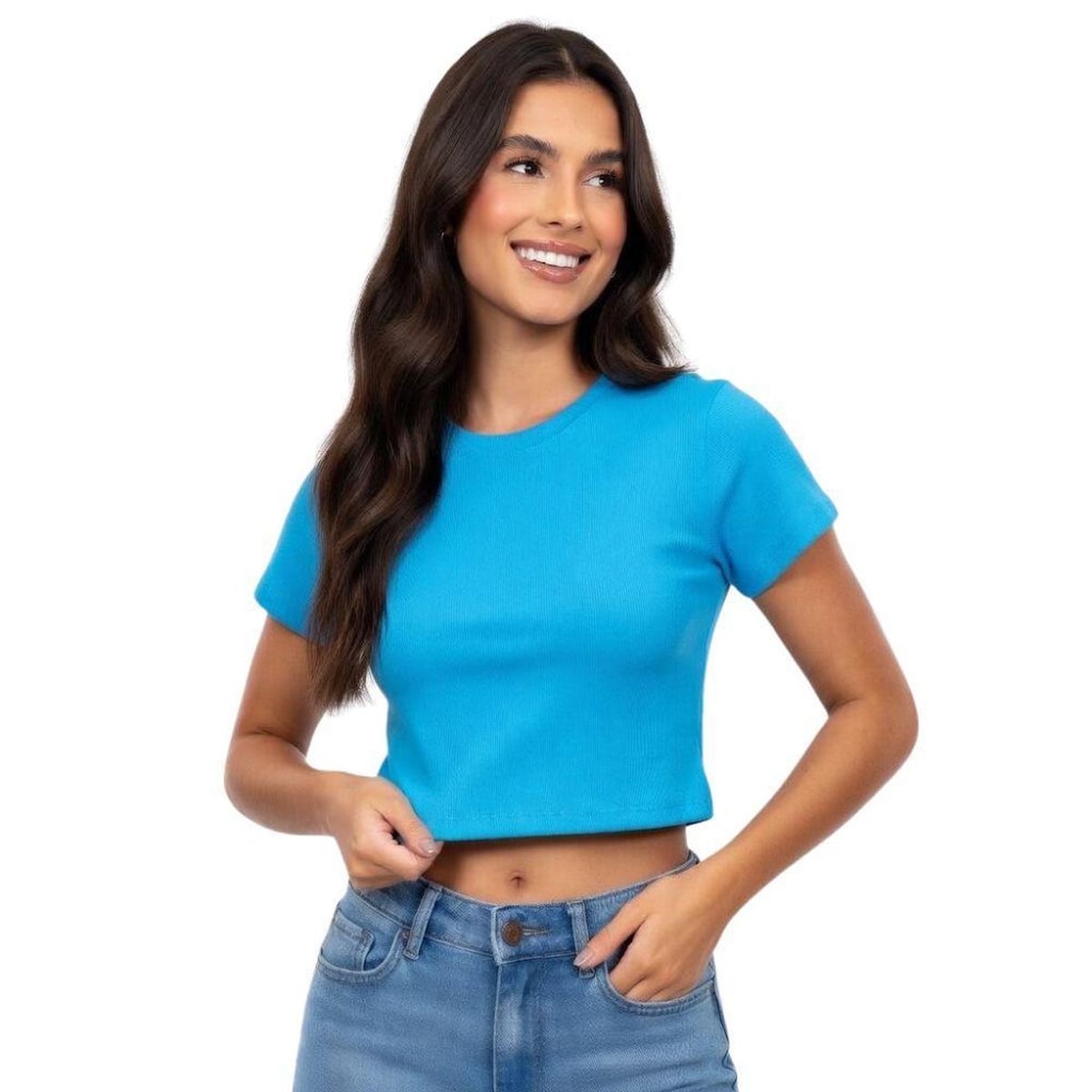 Blusa Cropped Blusinha Camiseta Feminina Lisa