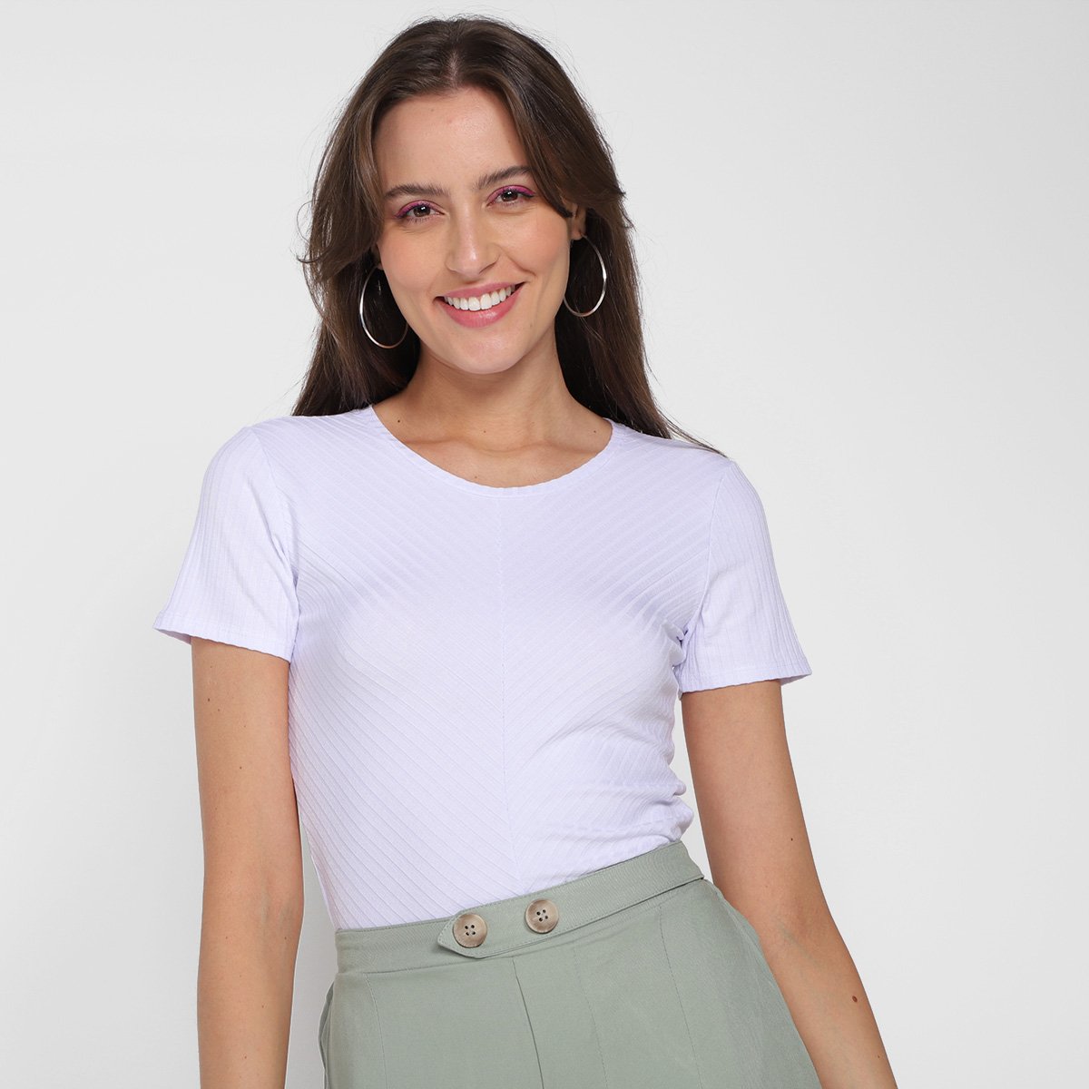 Blusa Cropped Canelada Lunender Manga Curta Feminina - Branco é boa?