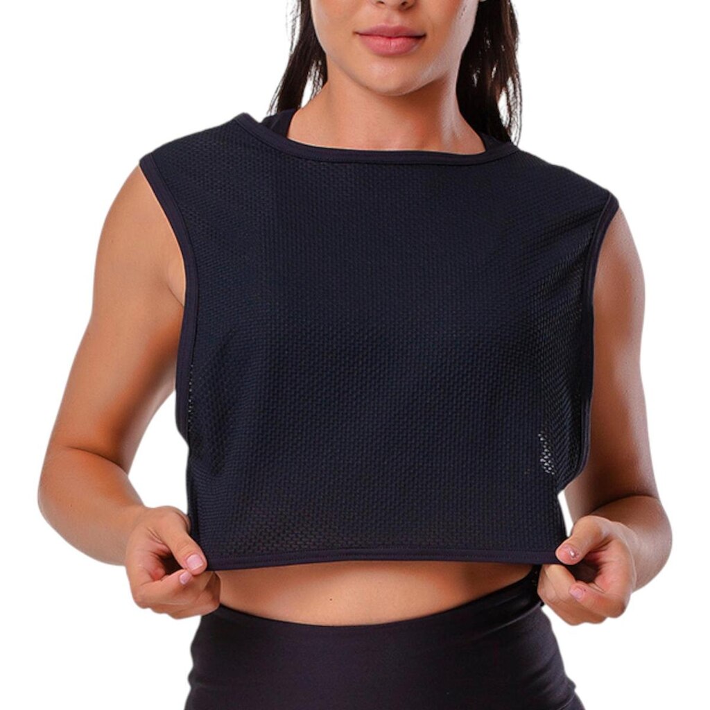 Blusa Cropped Em Tule Trabalhado Elite 129407 Feminino