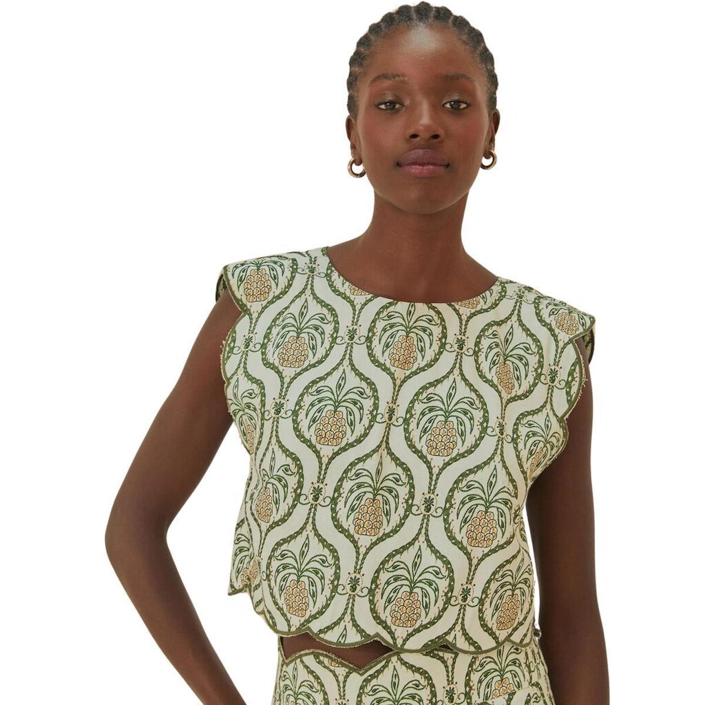Blusa Cropped Farm Rio Brilho de Abacaxi Feminina