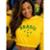 Blusa Cropped Feminina Brasil com Capuz Manga Longa Casual Torcida Poliéster e Viscose - Amarelo