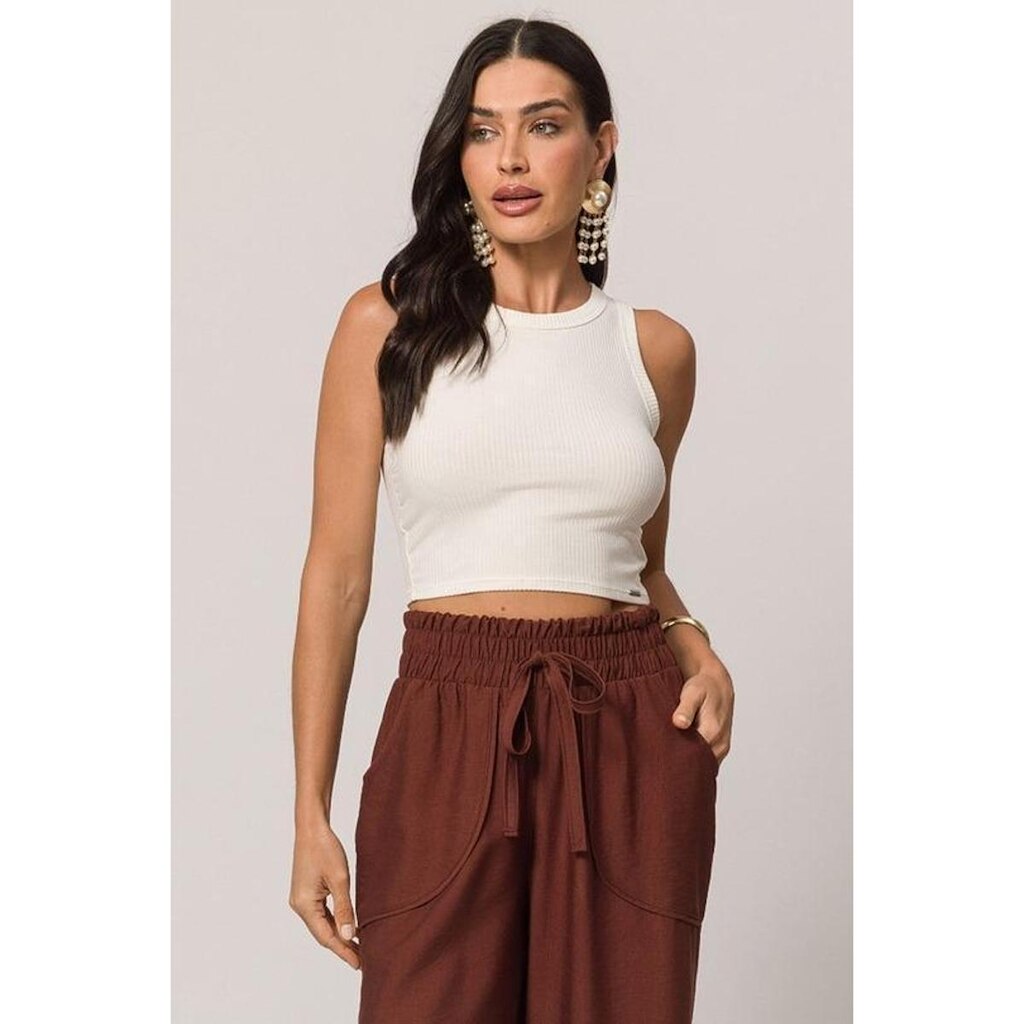 BLUSA CROPPED FEMININA DOCE TRAMA REF:105102