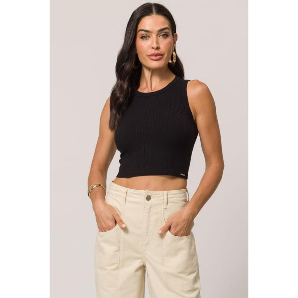 BLUSA CROPPED FEMININA DOCE TRAMA REF:105102