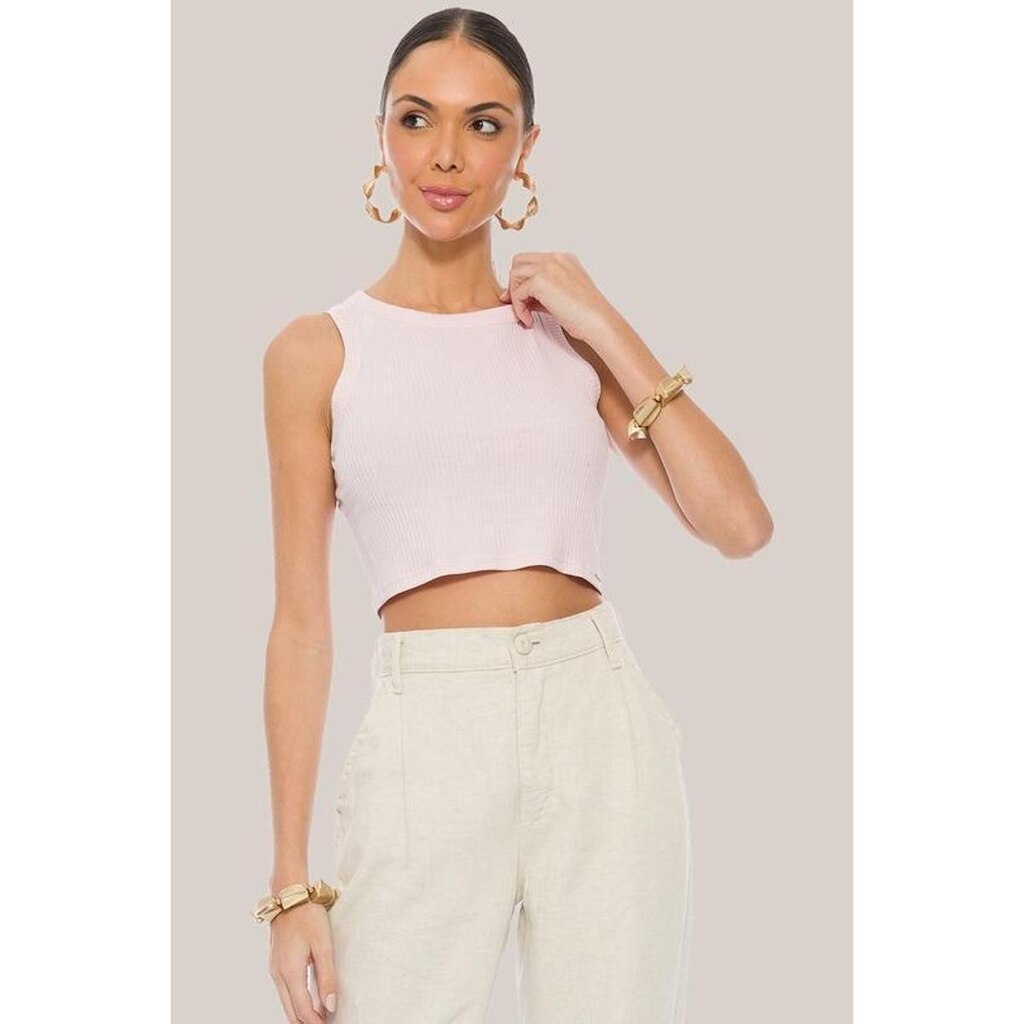 BLUSA CROPPED FEMININA DOCE TRAMA REF:105102