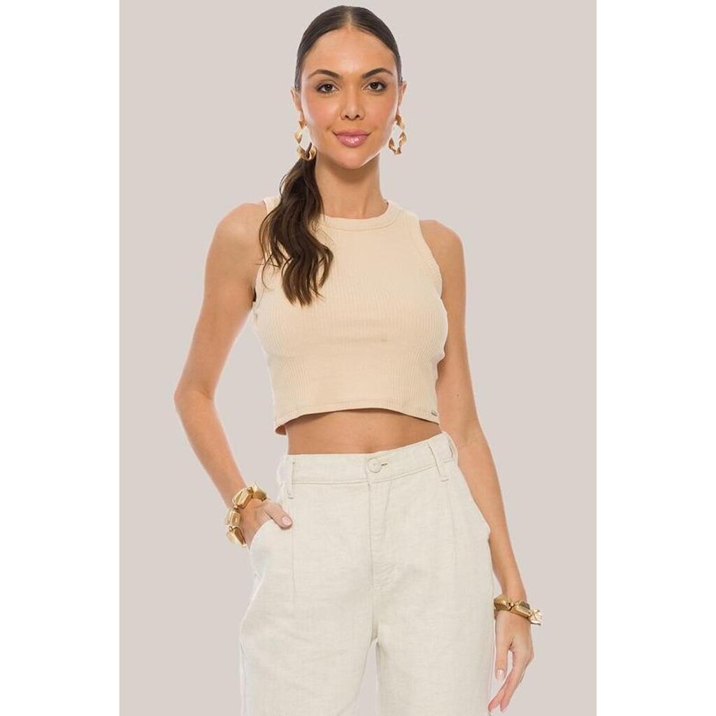 BLUSA CROPPED FEMININA DOCE TRAMA REF:105102