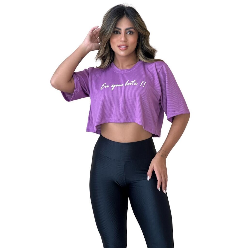 Blusa Cropped Feminino Dry Academia Manga Curta Furadinho Fitness
