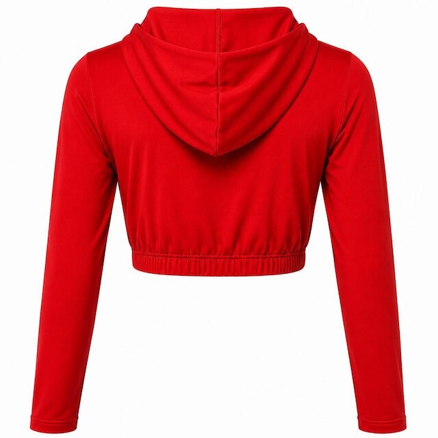 Blusa Cropped Fitness Feminino Poliester de Alto Desempenho Manga Longa com Capuz FOCO Academia