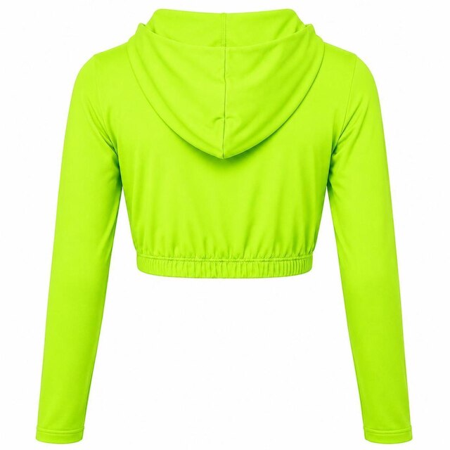 Blusa Cropped Fitness Feminino Poliester de Alto Desempenho Manga Longa com Capuz FOCO Academia