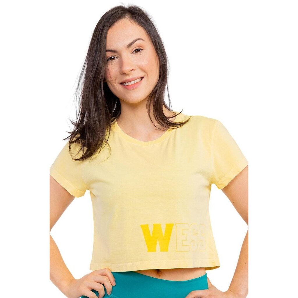 Blusa Cropped Fitness Wess Clothing Amarela