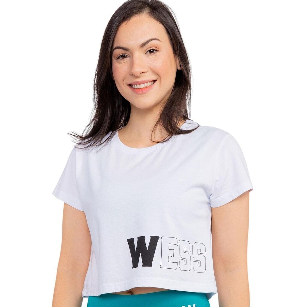 Blusa Cropped Fitness Wess Clothing Branca