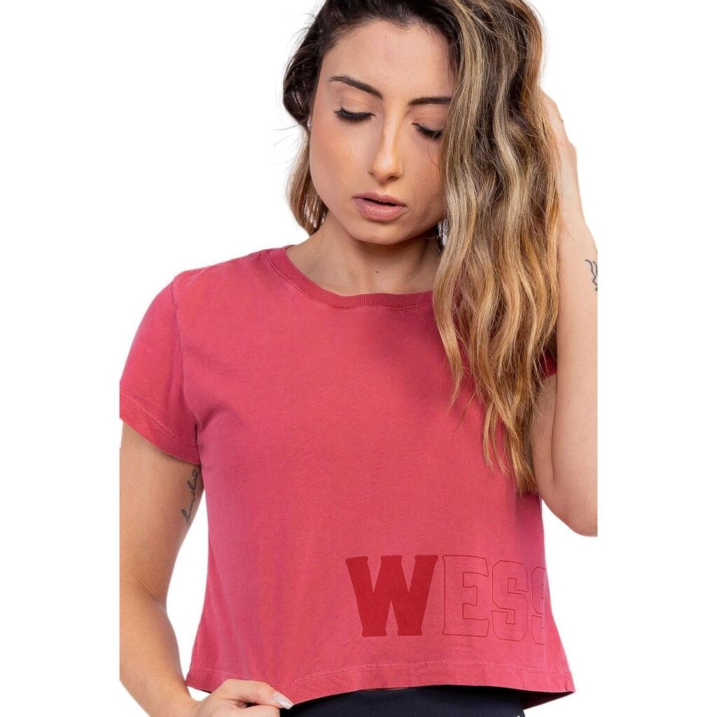 Blusa Cropped Fitness Wess Clothing Stoned Bordo