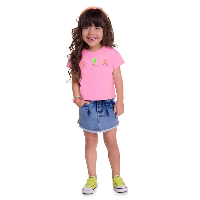 Blusa Cropped Infantil Menina Kyly