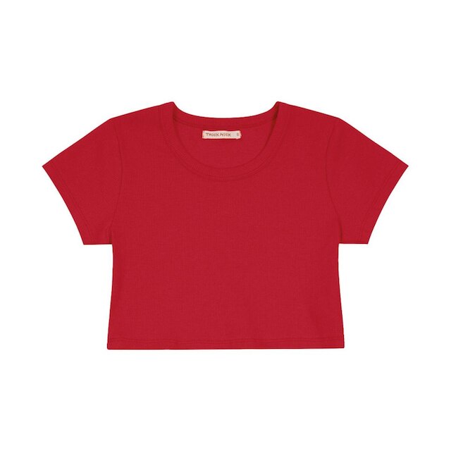 Blusa Cropped Infantil Ribana Canelada Trick Nick Vermelho