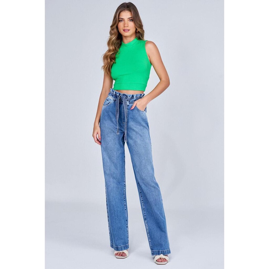 Blusa Cropped Lado Avesso Verde Tam. G