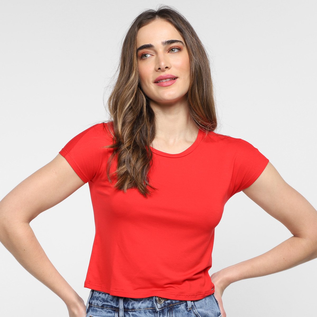 Blusa Cropped Lunender Básica Feminina - Vermelho Menor preço em Blusa Cropped Lunender Básica Feminina - Vermelho