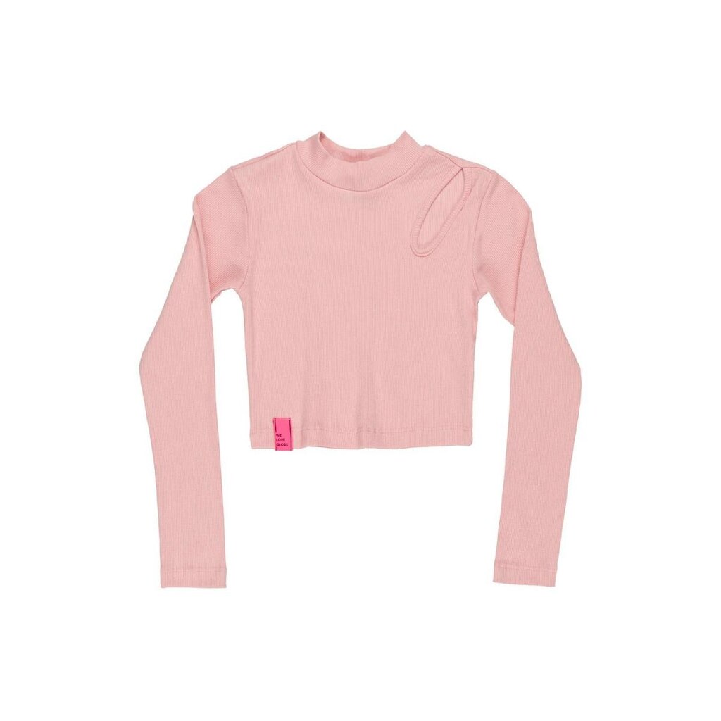 Blusa Cropped Manga Longa Juvenil com Detalhe Vazado Gloss