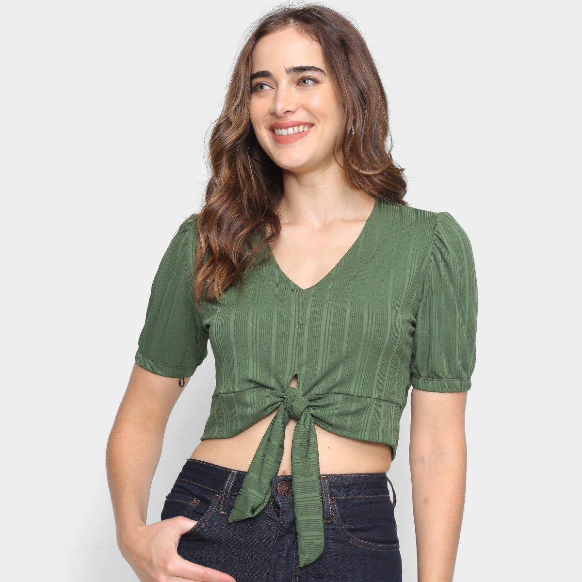 Blusa Cropped Moda Loka Laço Feminina - Verde é ruim? Blusa Cropped Moda Loka Laço Feminina - Verde é boa?