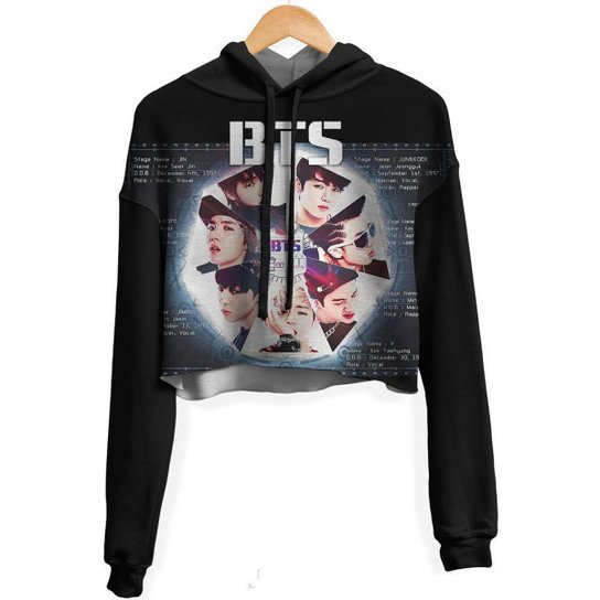 Blusa Cropped Moletom feminina Over Fame BTS md03 GG Zattini