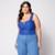 Blusa Cropped Plus com Aro em V e Bojo Azul - Azul