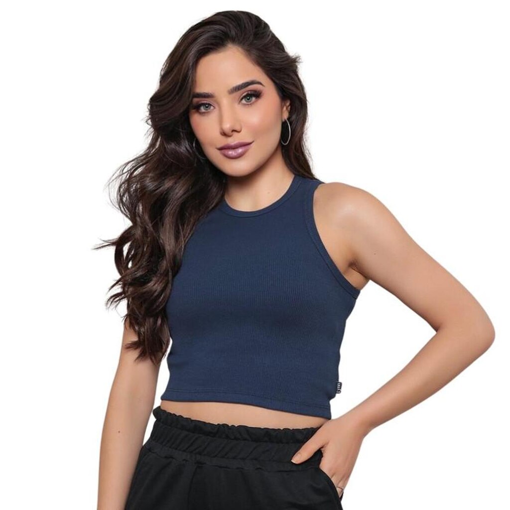Blusa Cropped Ribana Canelada Nadador
