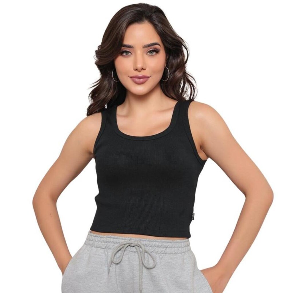 Blusa Cropped Ribana Canelada Regata