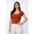 Blusa D Bell Outlet Fashion Decote Quadrado Terracota - Terracota
