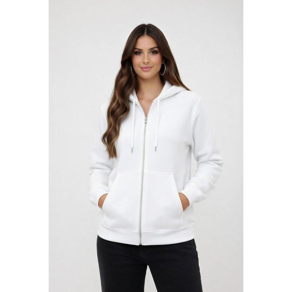 Blusa D Bell Outlet Fashion Moletom Zíper Branco