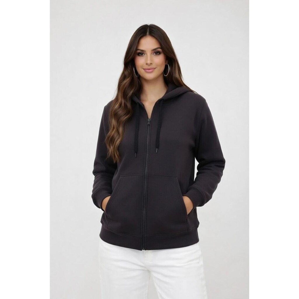 Blusa D Bell Outlet Fashion Moletom Zíper Preto