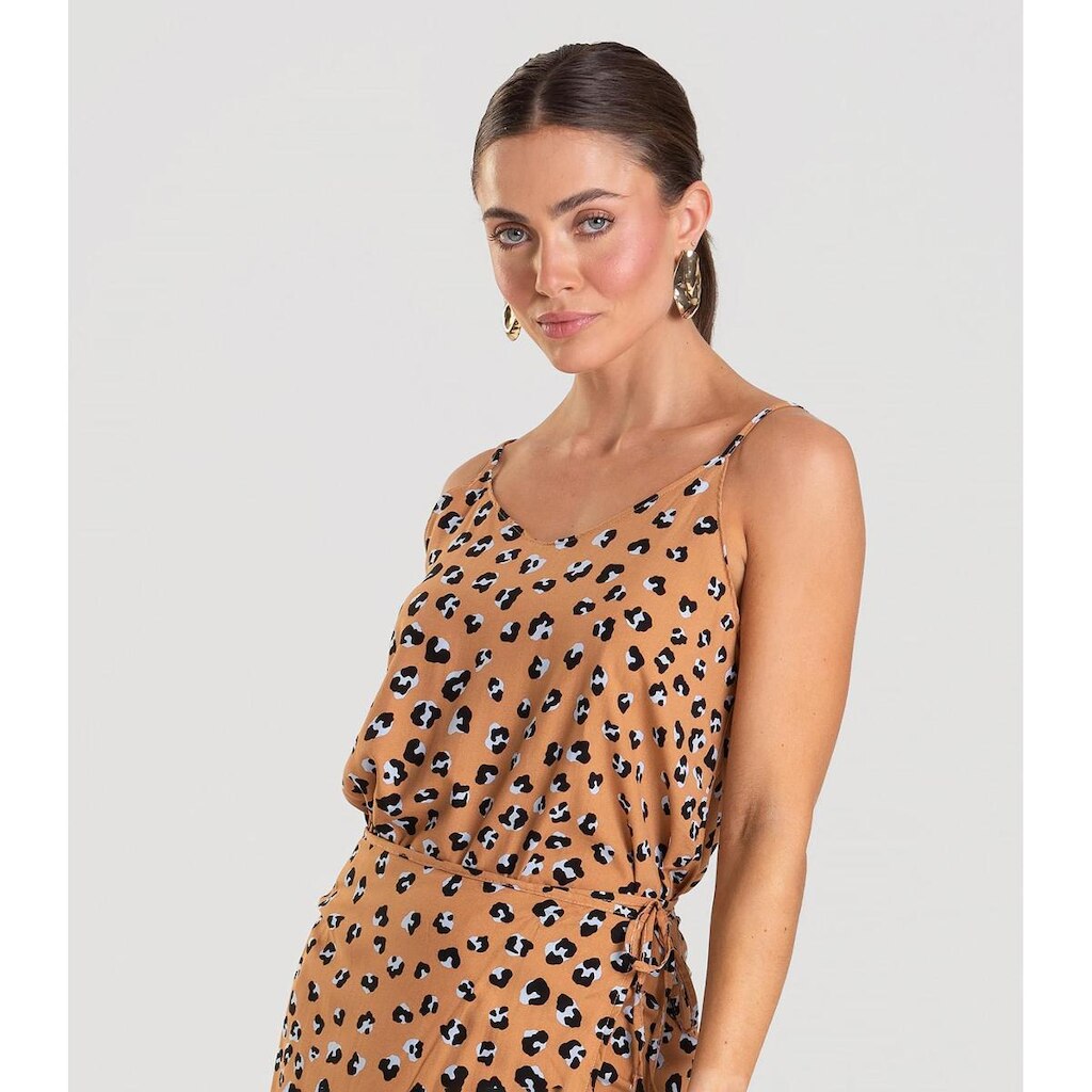 Blusa de Alça Feminina Estampada Dianna Bege