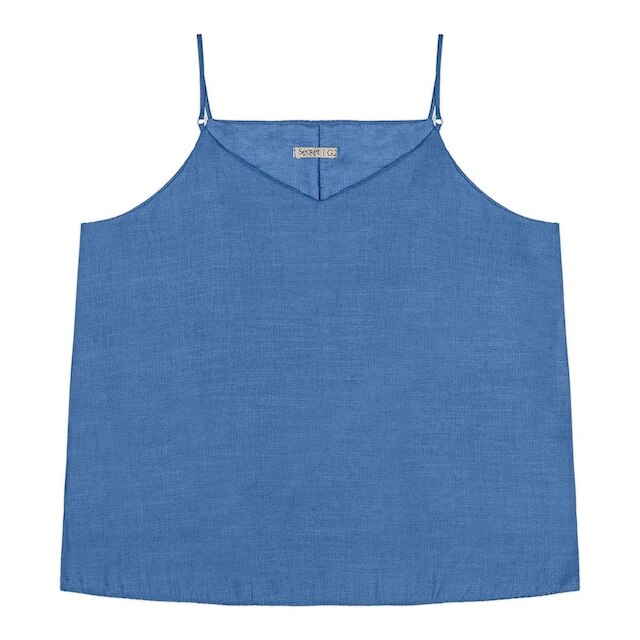 Blusa De Alça Feminina Plus Size Secret Glam Azul
