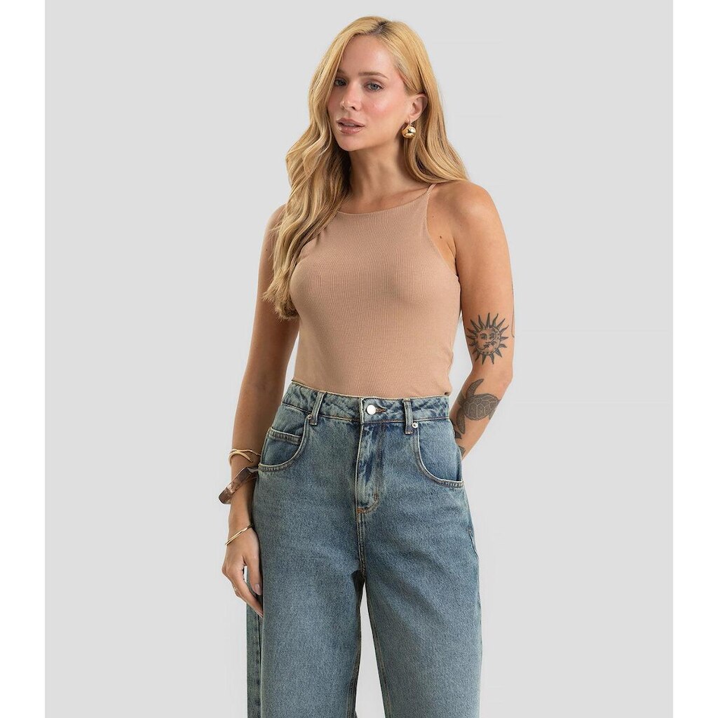 Blusa De Alça Feminina Ribana Dianna Marrom