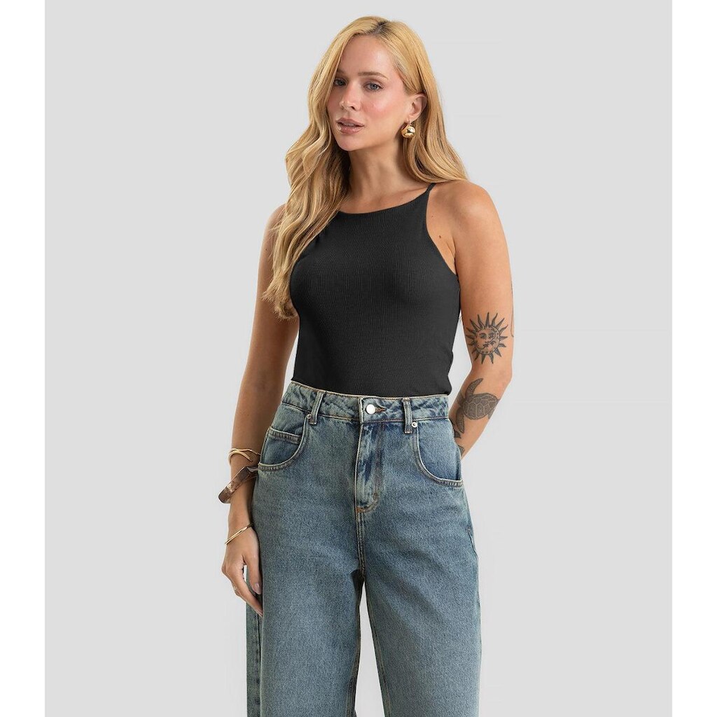 Blusa De Alça Feminina Ribana Dianna Preto