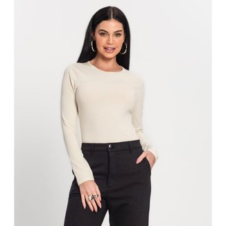 Blusa De Cotton Básica Feminina Kohmar Bege