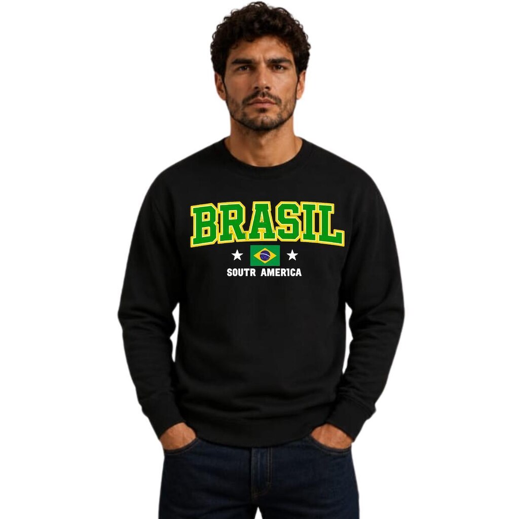 Blusa De Frio Careca Brasil Copa Fut Masculino Careca Algodão