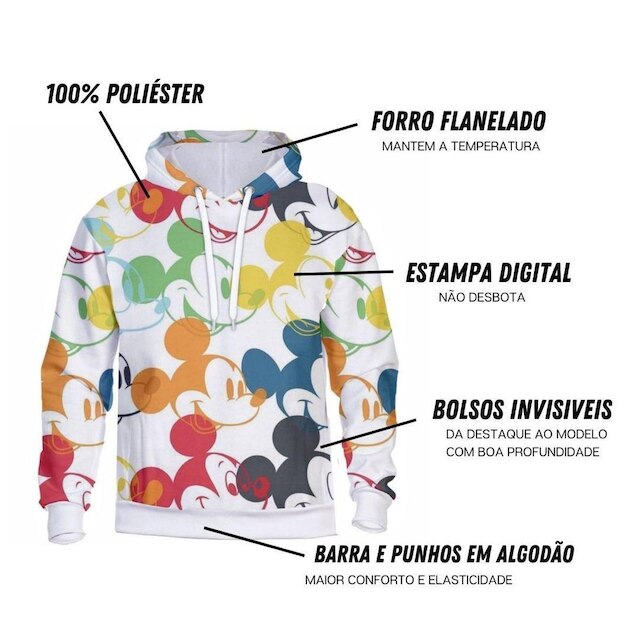 Blusa de Frio Feminina Com Capuz Estampada Moletom Flanelado Confortável