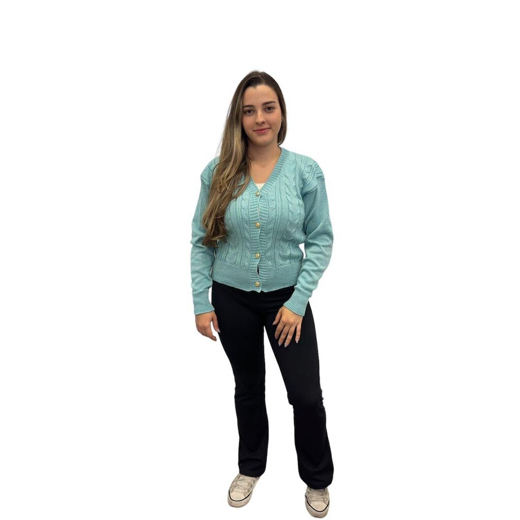 Blusa De Frio Feminino Cardigan Casaquinho Com Botoes 584