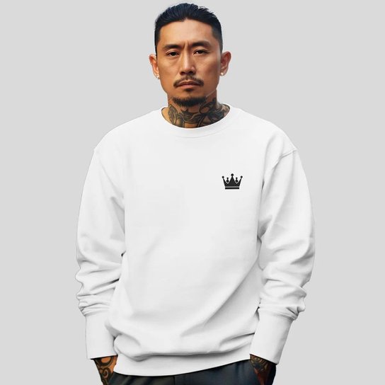 Blusa De Frio Moletom Masculino Sem Capuz Careca Flanelado Algodão