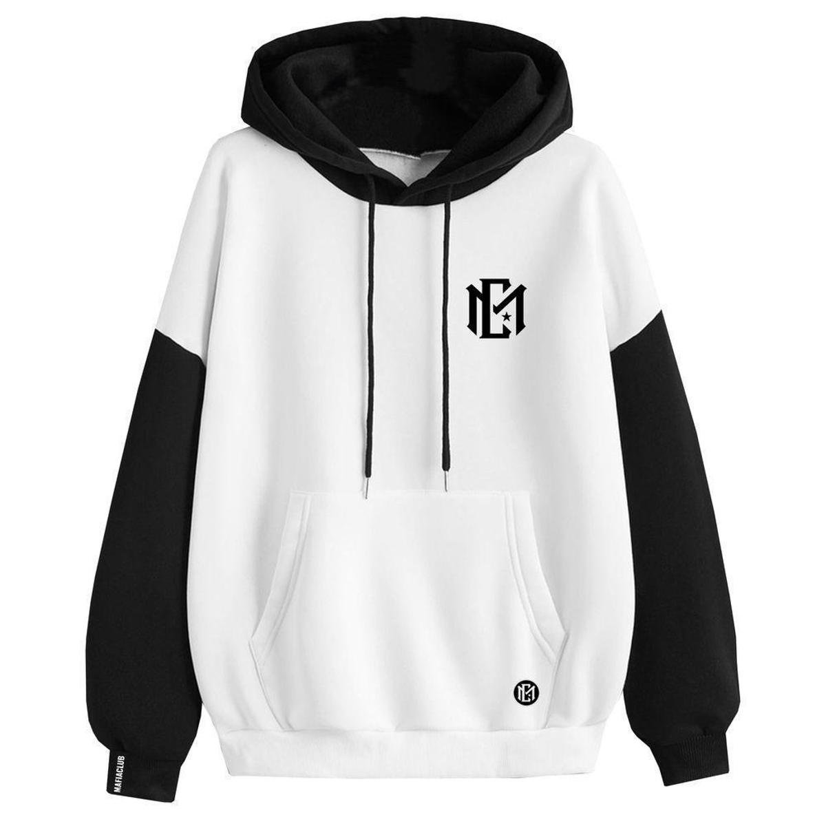 Blusa de Frio Moletom Premium Mafiaclub Preto e Branco Com Bolso e Capuz Menor preço em Blusa de Frio Moletom Premium Mafiaclub Preto e Branco Com Bolso e Capuz