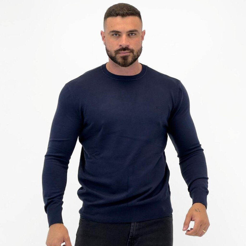 Blusa de Lã Dixie Básica Gola Redonda Manga Longa Masculina