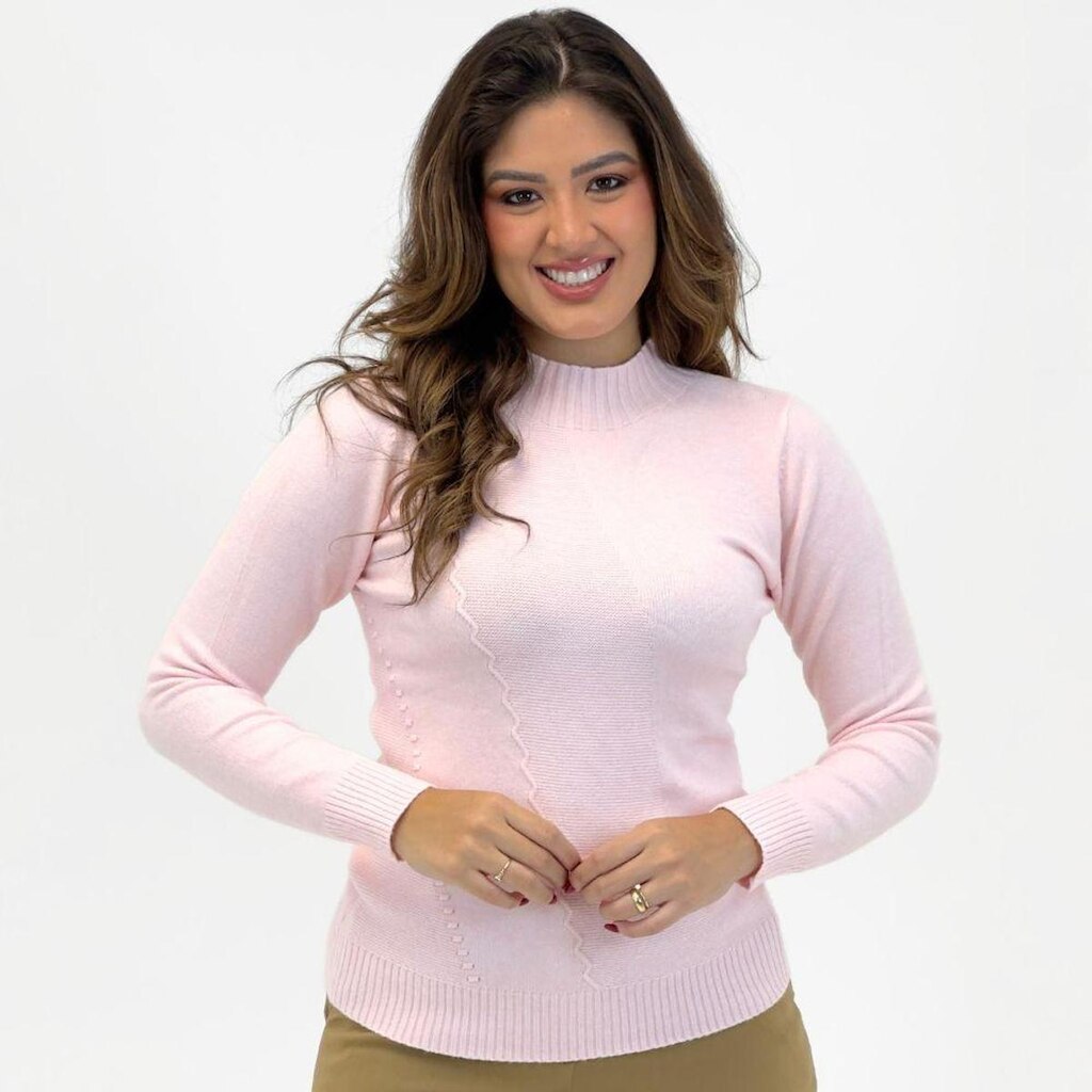 Blusa de Lã Dyordhana Gola Alta Manga Longa Feminina