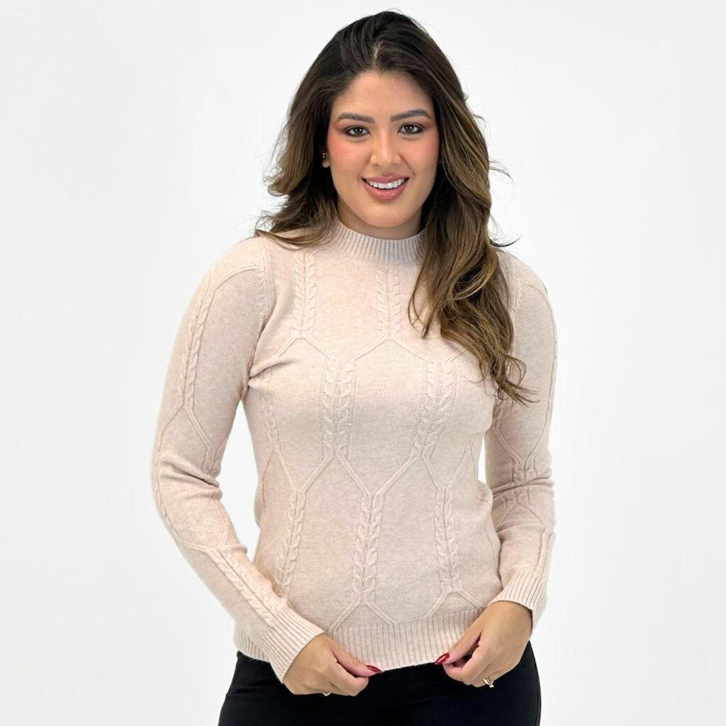 Blusa de Lã Dyordhana Gola Alta Texturizada Feminina