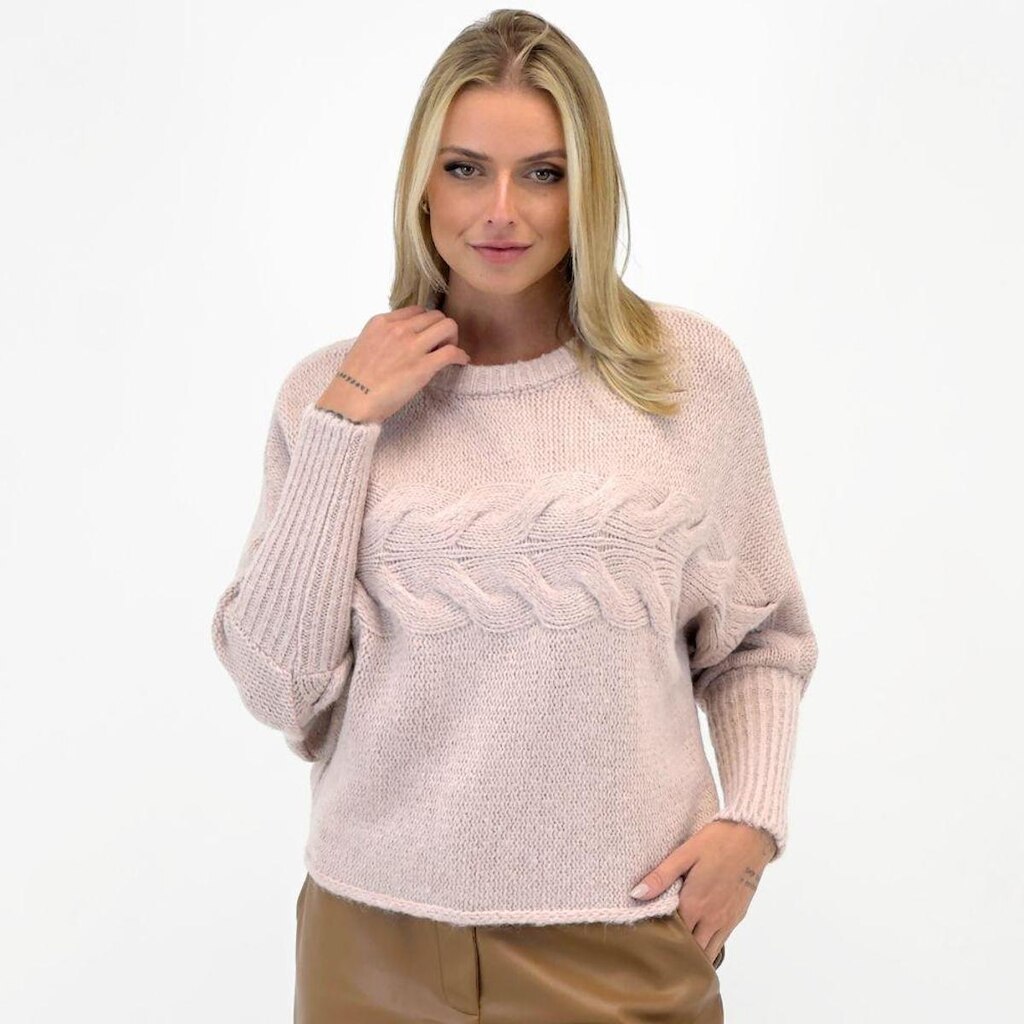 Blusa de Lã Via Tricot Manga Morcego Feminina