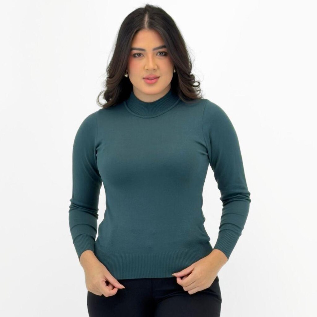Blusa de Lã Via tricot Modal Básica Gola Alta Feminina